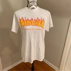 Thrasher White Graphic T-Shirt size Medium